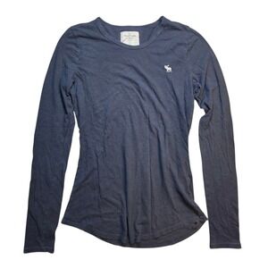 Abercrombie & Fitch Womens Black Long Sleeve Moose Logo Tee Shirt Size M Retro